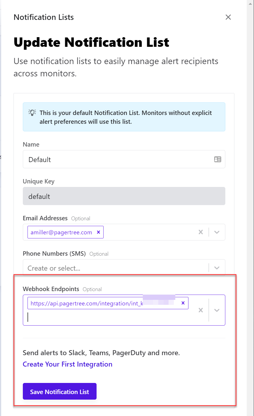Cronitor PagerTree Webhook Configuration